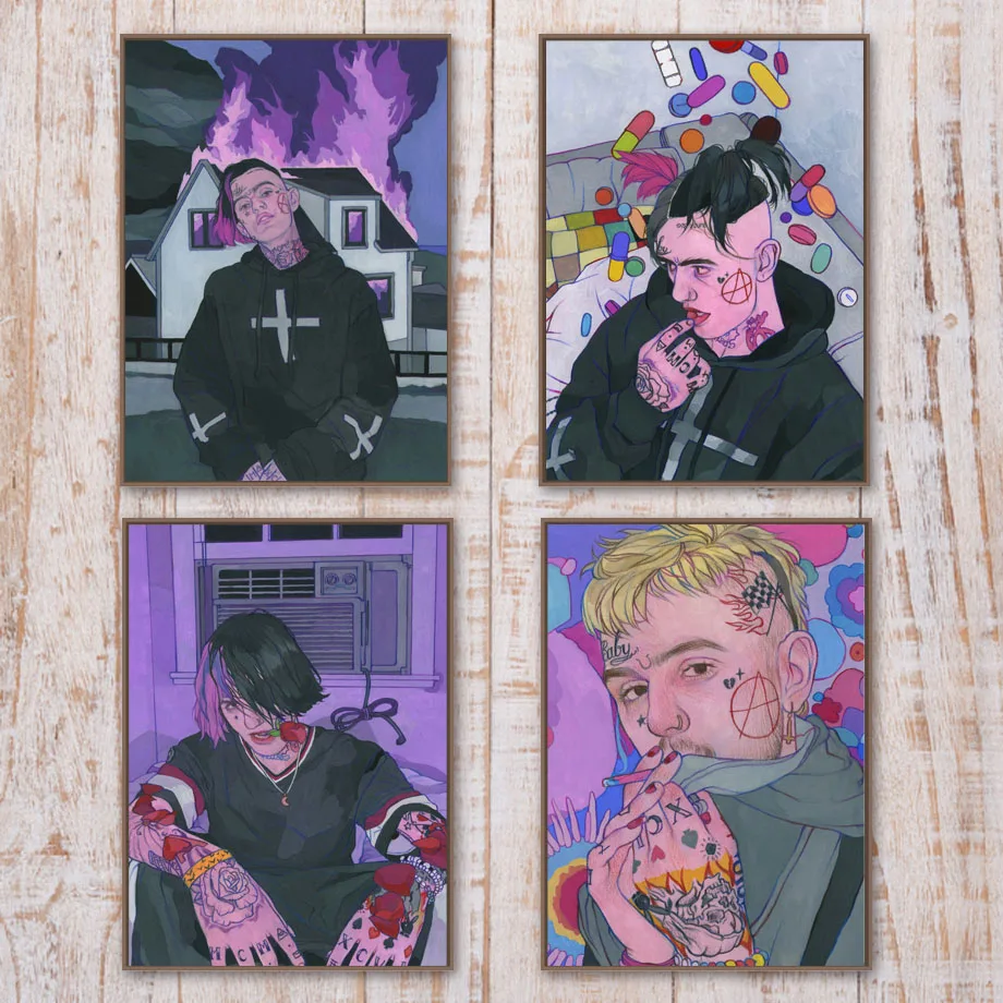 

Home Decor Prints Painting Nordic Pictures Wall Art Hip Hop Rapper Lil Peep Modular Canvas Watercolor Poster Bedside Background