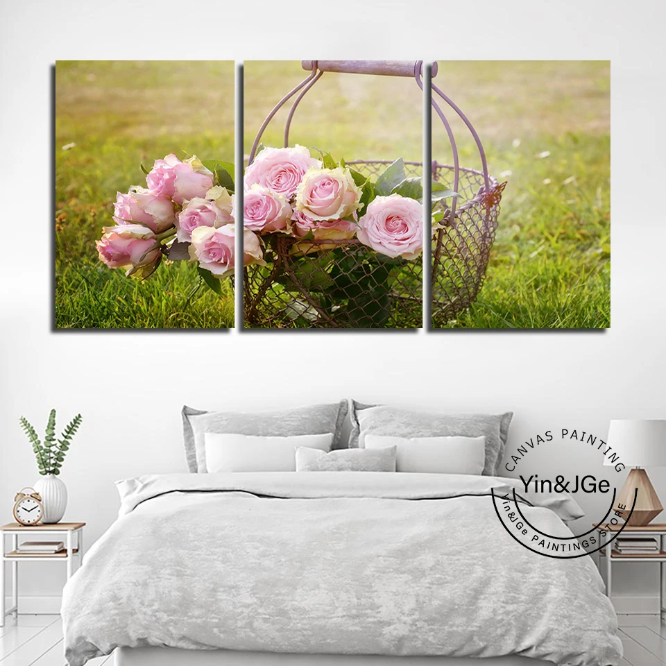 Домашний печатные картины для декора 5 шт. стены искусства розы цвести розовый
