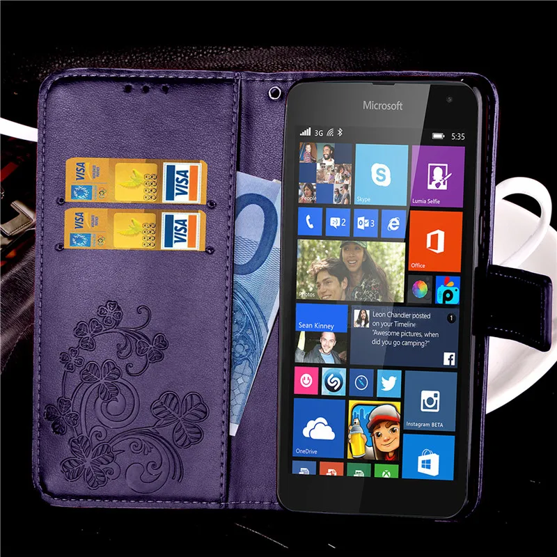 Чехол для Microsoft Lumia 535 кожаный чехол бумажник с откидной крышкой и подставкой