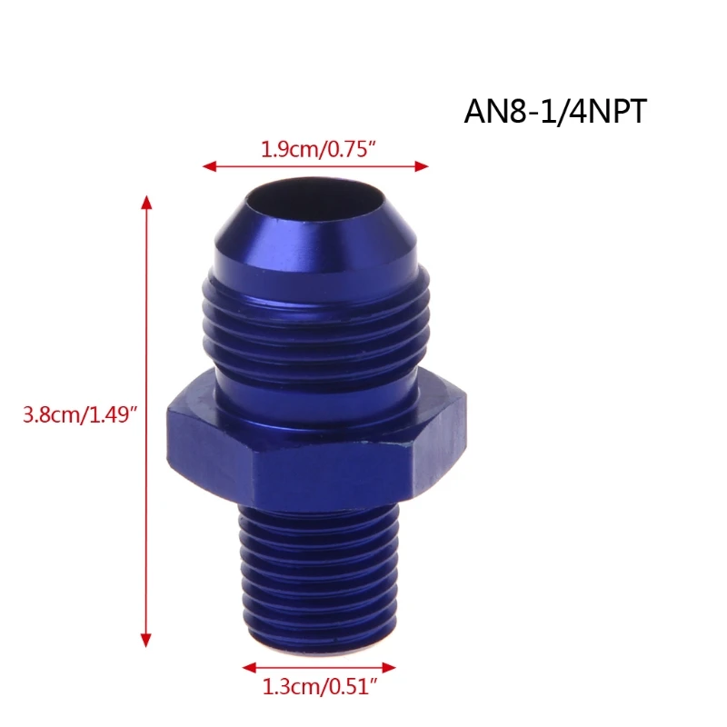 AN8 Различные AN6 AN8 NPT прямой мазута воздуха системы шланг Конец фитинг адаптер синий 1/2 1/4 3/8 - Цвет: AN8