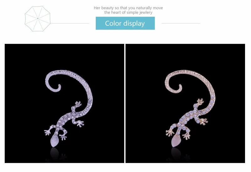 В стиле панк Gecko Ящерица крокодил уха клип пару Серьги личности anmail модные Серьги для Для женщин
