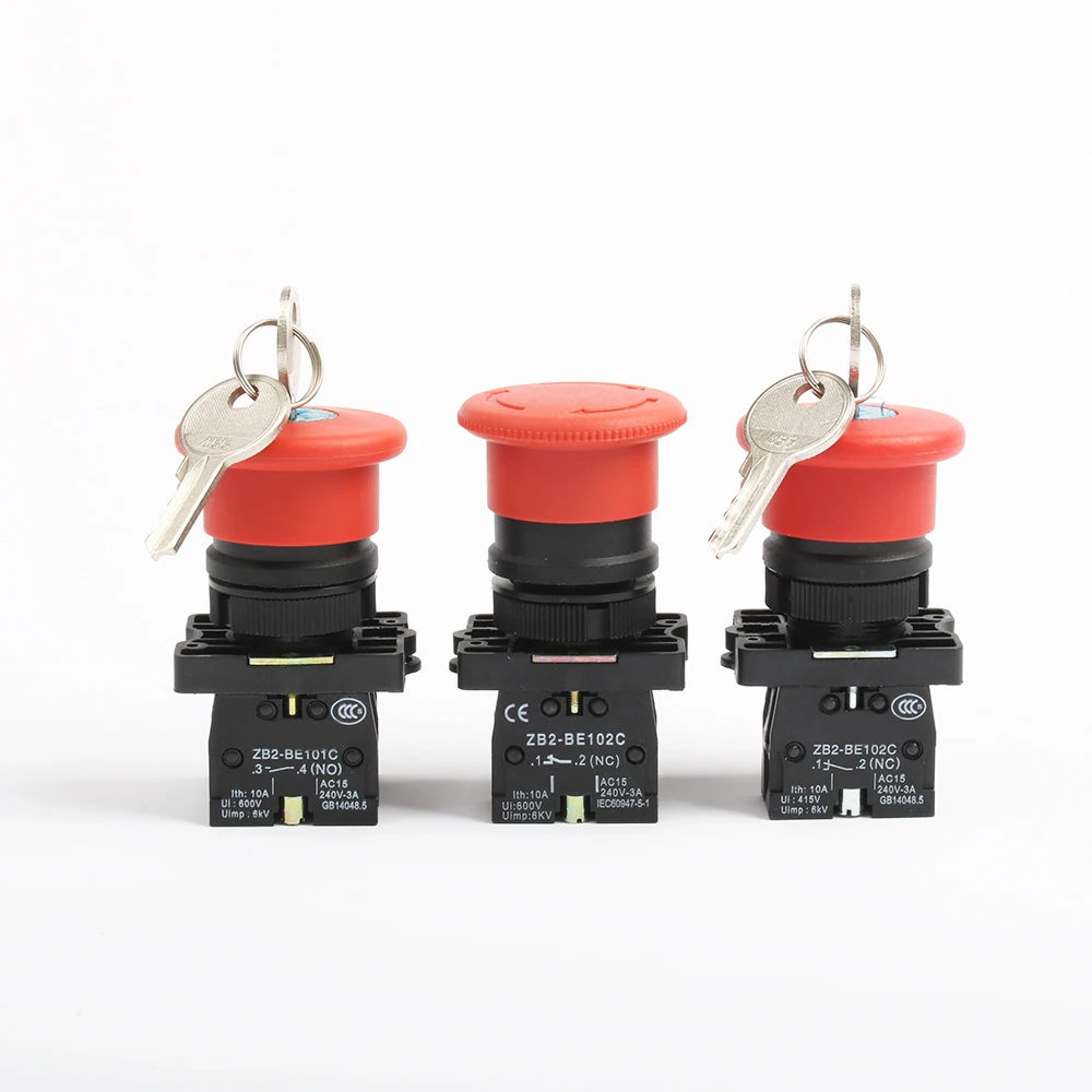 XB2-ES142 XB2-ES145 XB2-ES542 1NC/1NO1NC ключ перезагрузка, экстренная остановка кнопочный переключатель/фиксацией, Грибовидная головка 40 мм кнопочный переключатель