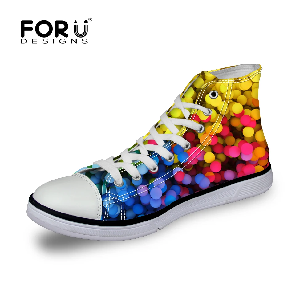 FORUDESIGNS Casual Women Canvas Shoes Rainbow Color Flat for Teenager Girls Ladies High Top chaussure femme | Обувь