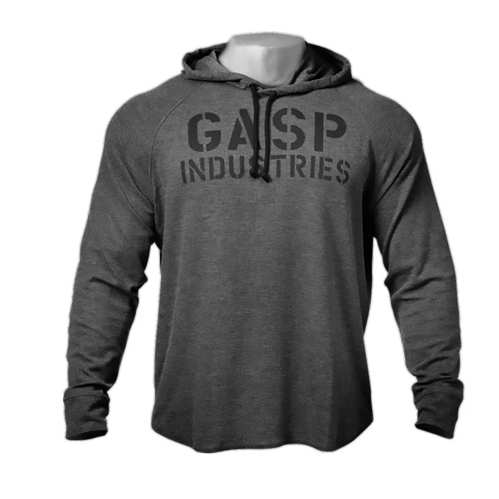 Men's Running Hoodies Long Sleeve Slim Fitness Tops Elastic Stretch Gym Bodybuilding Training Cotton Sweatshirt Sportswear