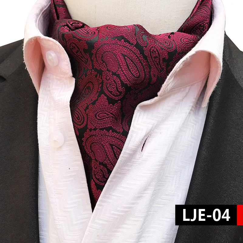 Мужской бордовый черный атласный аскотский галстук с рисунком Пейсли, галстук для мужчин, галстук из полиэстера и шелка, Свадебный галстук
