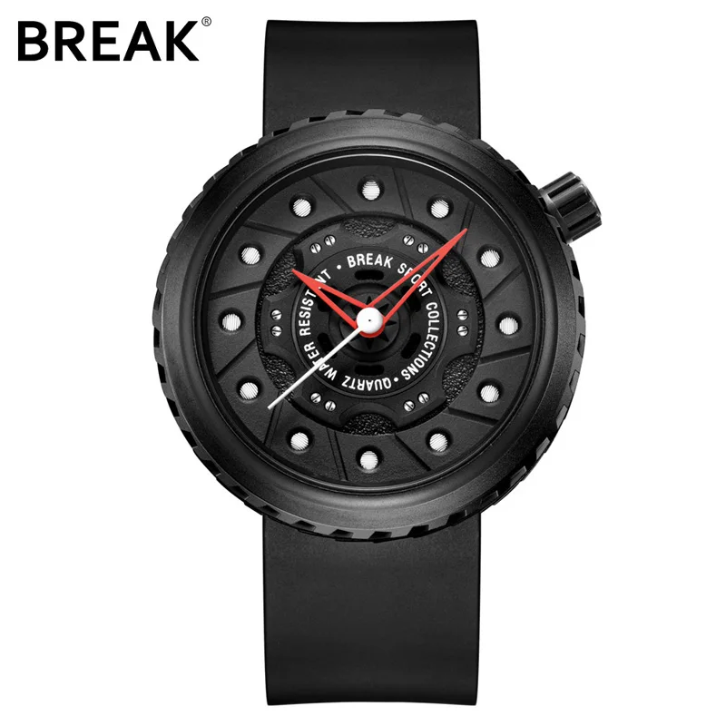 M728-RUB-BK BREAK Top роскошные мужские гоночные мотоциклетные спортивные часы с резиновым ремешком Повседневная мода страсть водонепроницаемый гик креативный подарок наручные часы - Цвет: M728-RUB-BK