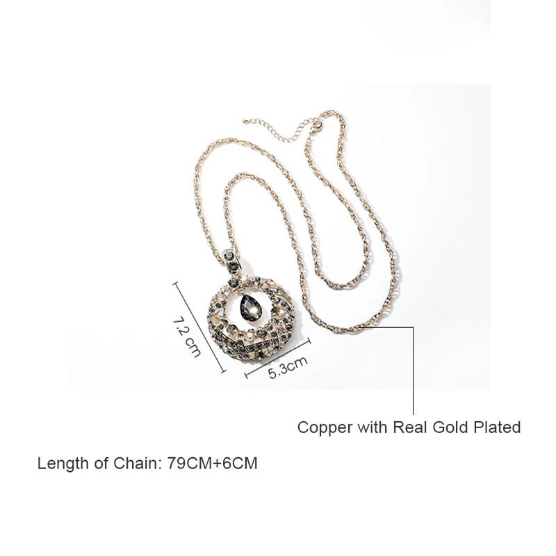 Женская винтажная Длинная цепочка BAFFIN ожерелье с шармом и круглыми кристаллами