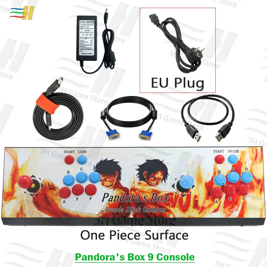 PB9 One Piece EU 2 игрока Pandora Box 9 железная консоль встроенный в 1500 В 1 аркадная игра подключи и играй usb джойстик для ПК ps3 pandora's 5S 6s 7 - Цвет: PB9 One Piece EU