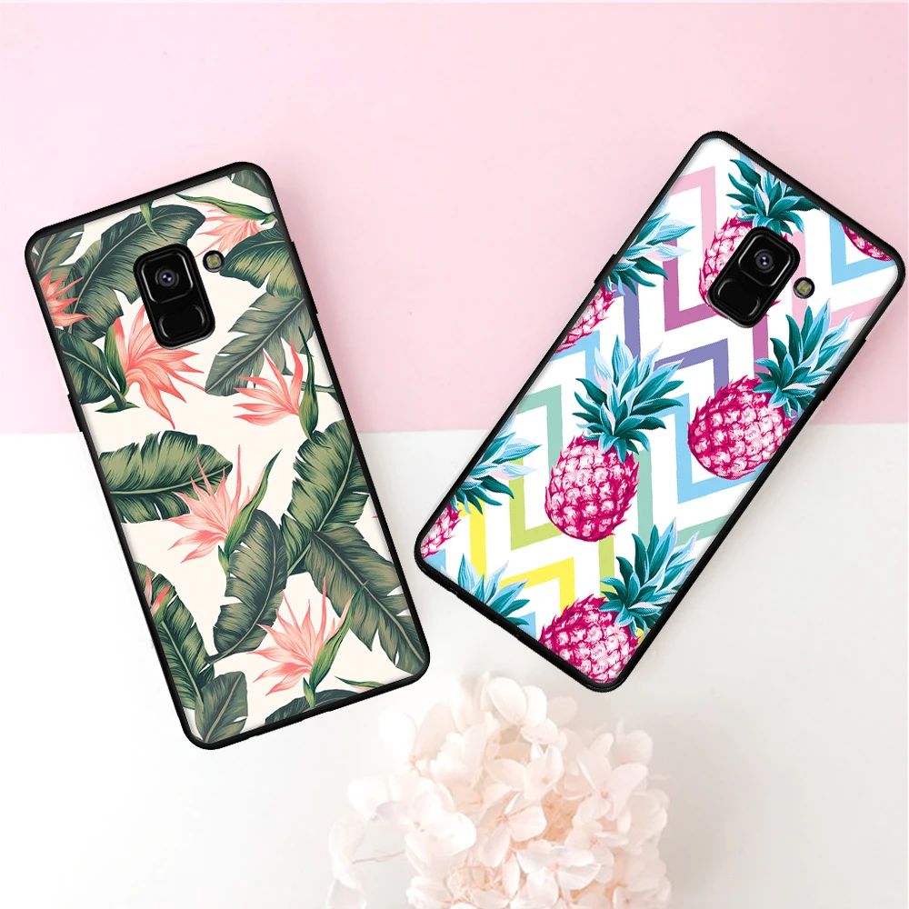 Матовый чехол с черным узором для samsung Galaxy A8 A6 Plus A8 A9 Star Lite A7 A5 A3, защитный чехол для телефона