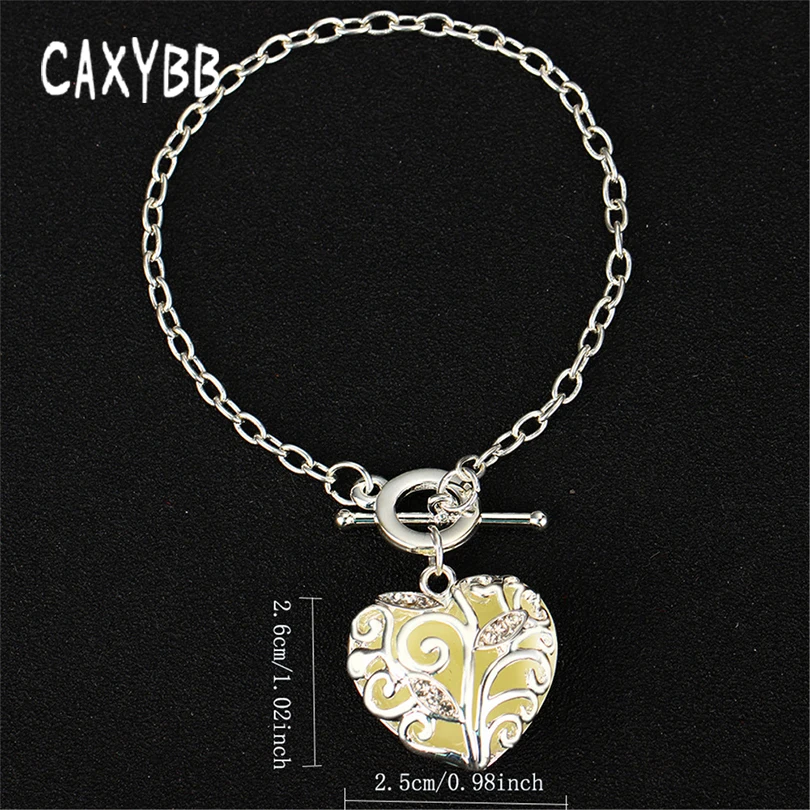Caxybb оптовая продажа светящееся ожерелье с полым сердцем модное серебряное