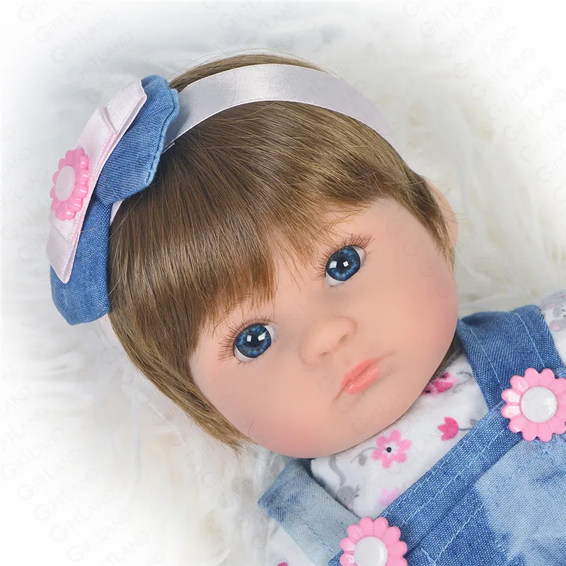 Reborn Реалистичная кукла-младенец Baby Boneca с голубым повязка бантом Винтаж джинсовое