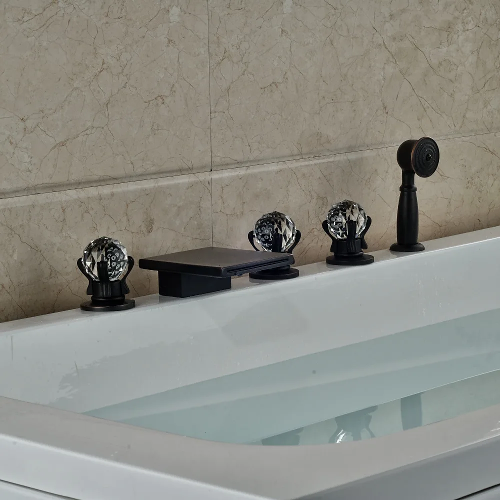 Традиционный латунный бронзовый кран для ванны с тремя кристальными ручками