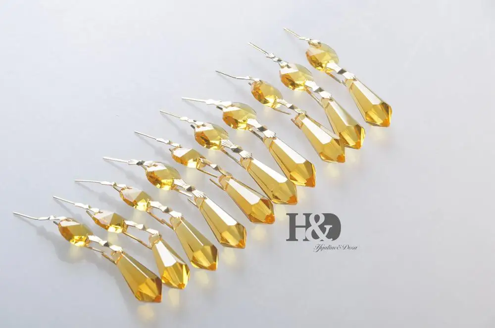 Yellow 1 10 шт./лот 11 цветов хрустальная люстра 38 мм сосулька u-призматические капли лампа запчасти с пряжкой Домашнее освещение DIY подвесные украшения Запчасти - Цвет: Yellow 1