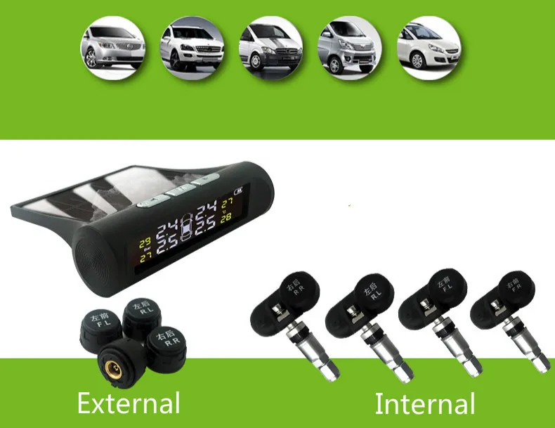 Новая система контроля давления в шинах на солнечной батарее TPMS 4 колесный