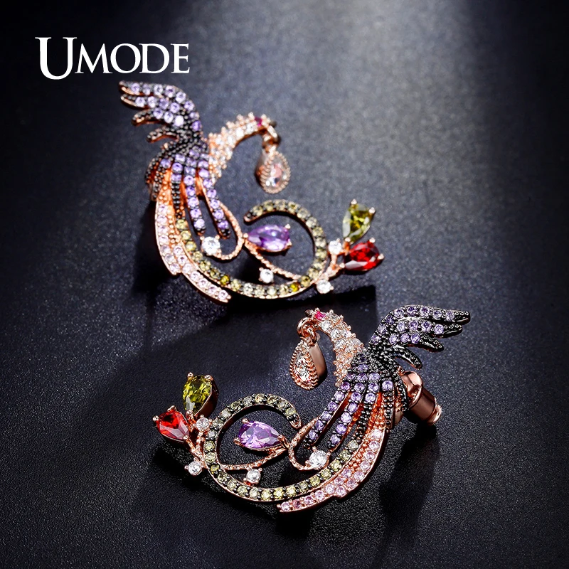 Женские серьги гвоздики в форме феникса с фианитом|phoenix earring|earrings fashioncolor fashion |