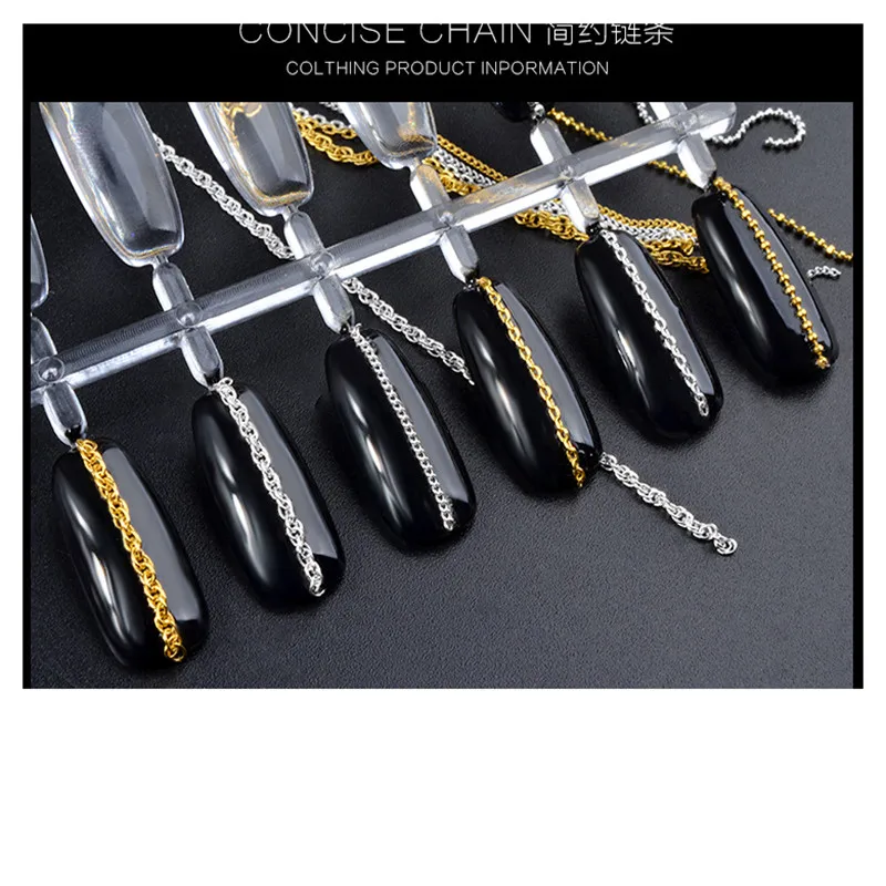 Дизайн ногтей 3d-сплав украшения для ногтей 50 см сверхтонкие металлические части цепи для ногтей золотые инструменты для украшения ногтей