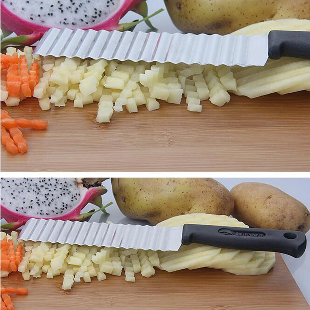 Нож для картофеля кухонный измельчитель с зубчатыми лезвиями из нержавеющей