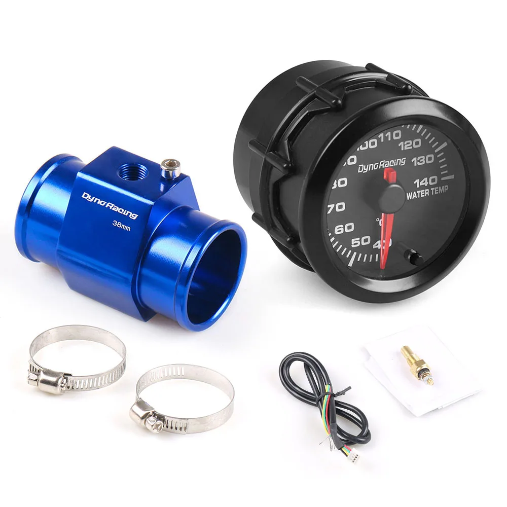 Dynoracing 2 ''52 мм Автомобильный 7 цветов светодиодный датчик температуры воды 40-140 градусов Цельсия высокая скорость с Температура воды соединение трубы датчик адаптер - Цвет: With 38 adapter