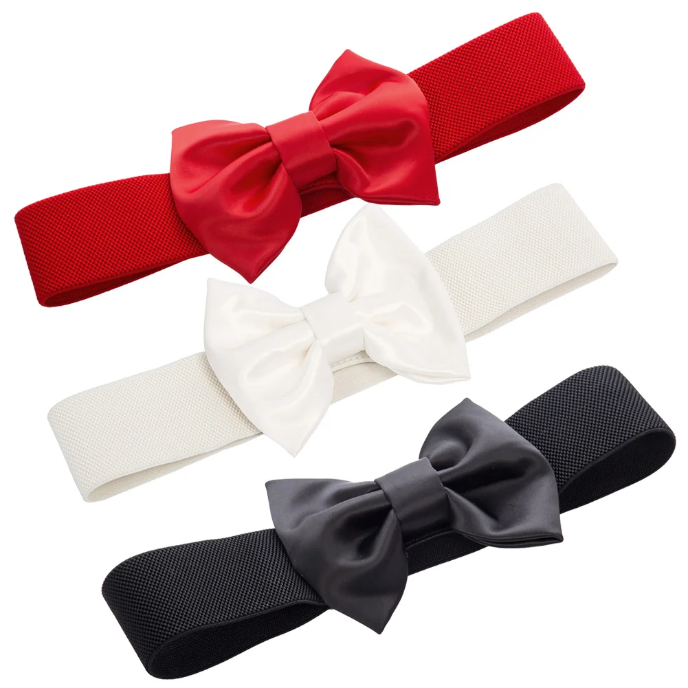 Элегантные винтажные женские ремни однотонные с большим бантом украшенные