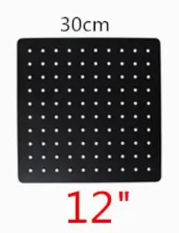 12 inch square Черная круглая и квадратная насадка для душа, ультратонкая, 2 мм, 8, 10, 12, 16 дюймов, на выбор, для ванной комнаты, Настенная и потолочная душевая рукоятка - Цвет: 12 inch square