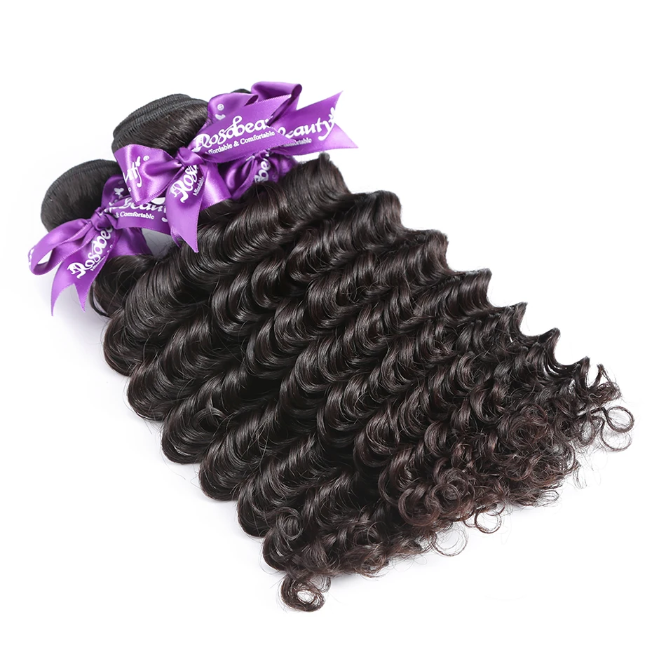 Rosabeauty, глубокая волна, 8-28, 30 дюймов, 3, 4 пряди, бразильские волосы remy, человеческие волосы для наращивания, естественное закрытие, волнистые кудрявые