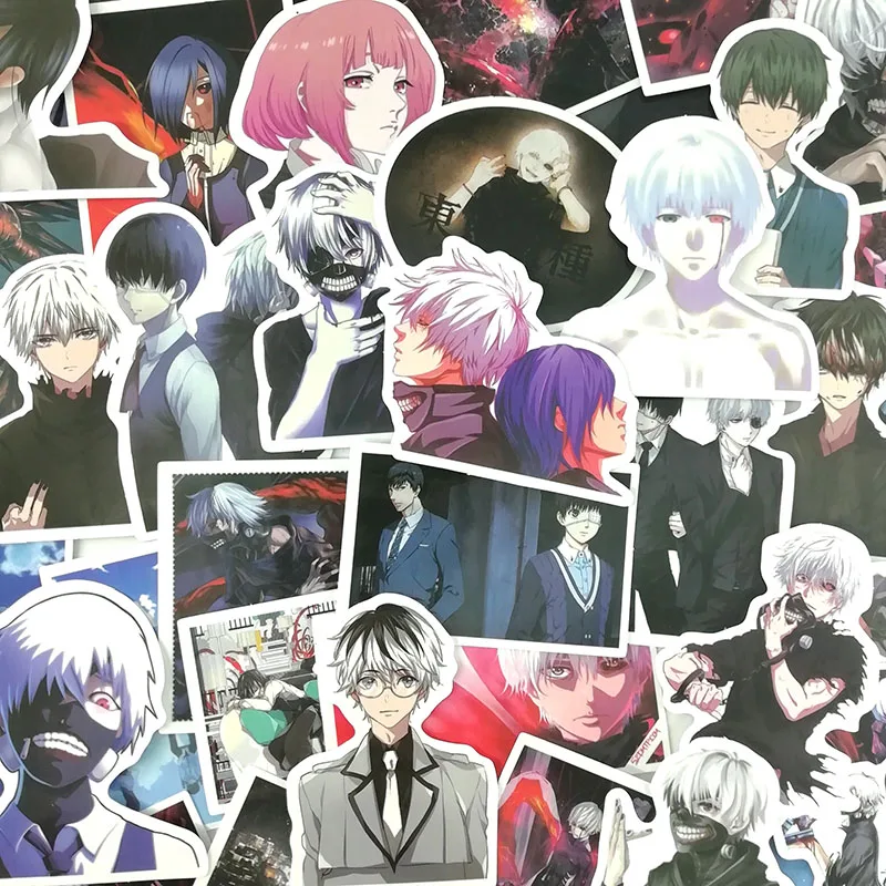 50 шт./компл. японского анимэ Tokyo Ghoul, Стикеры для мотоцикла Чемодан ноутбука скейтборд стайлинга автомобилей ПВХ Водонепроницаемый игрушка Стикеры