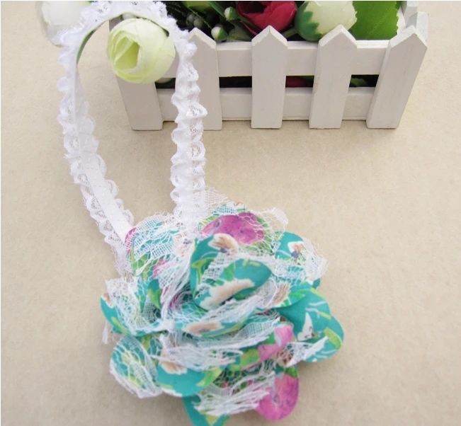 Free Shipping Baby Chiffon Flower Headband Girls Lace Infant Knitting Hair Weave Accessories Gift TPF0005 | Детская одежда и обувь
