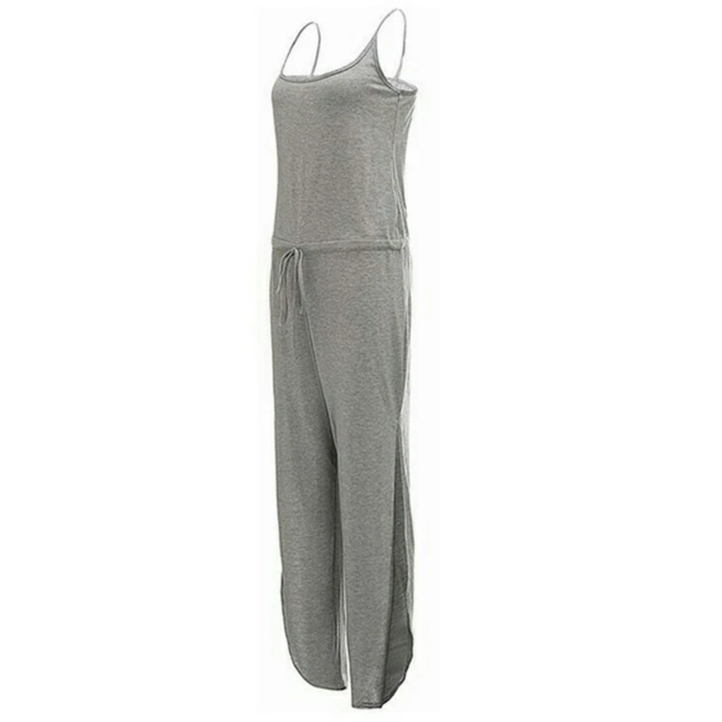 Fioday 2018 Women Summer Casual Jumpsuit Cotton Spaghetti Strap Elegant Backless High Split Jumpsuits Homewear Long Pants Female |