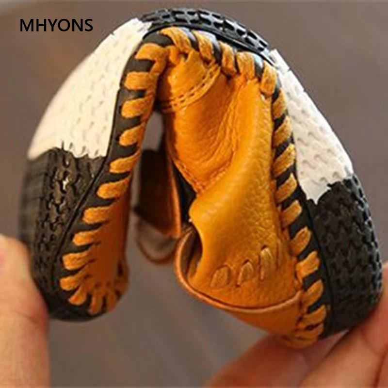 MHYONS/2018 новая детская обувь для мальчиков и девочек Кожаные туфли без застежки на