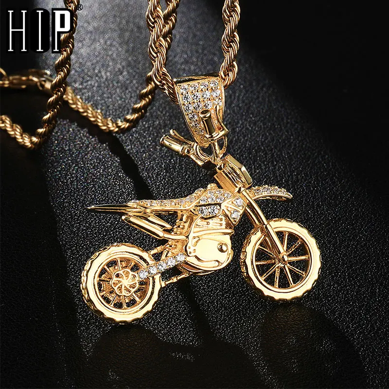 Хип хоп Полный AAA Iced Out Bling CZ кубический циркон медь крутые мотоциклетные подвески