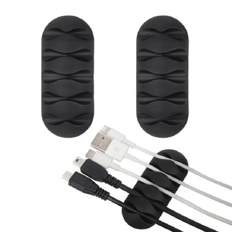 Органайзер для кабеля силиконовый держатель USB гибкие зажимы управления кабелем