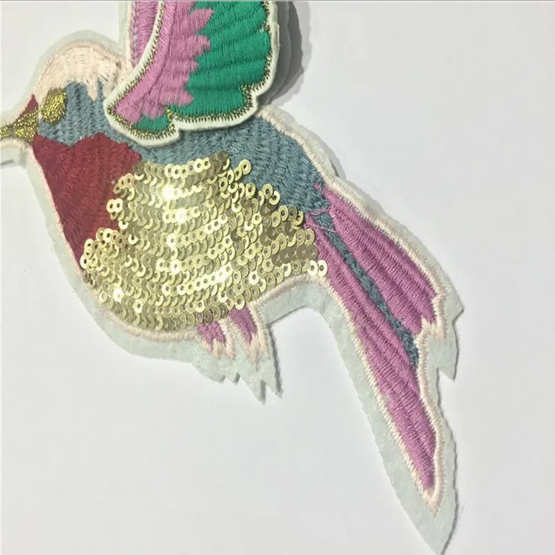 Double Wings Hummingbird Sequin Embroided Iron On Patches For Clothes Sweater Coat Cartoon Badge Garment Appliques DIY Accessory | Дом и сад