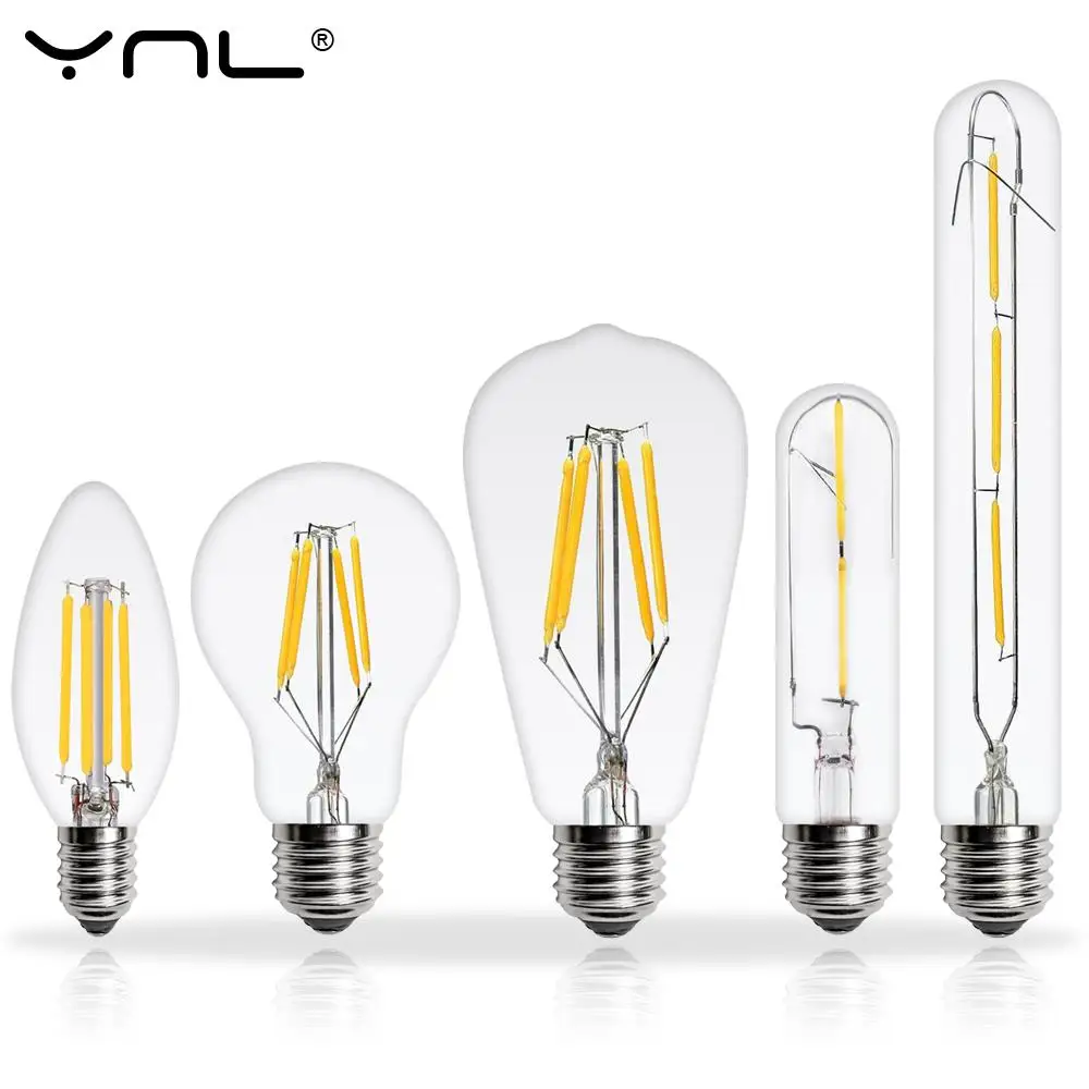 

E14 E27 Светодиодный светильник Эдисона 220 В 2 Вт 4 Вт 6 Вт 8 Вт старинный Ретро ST64 G95 винтажный Светодиодный светильник накаливания винтажный под...