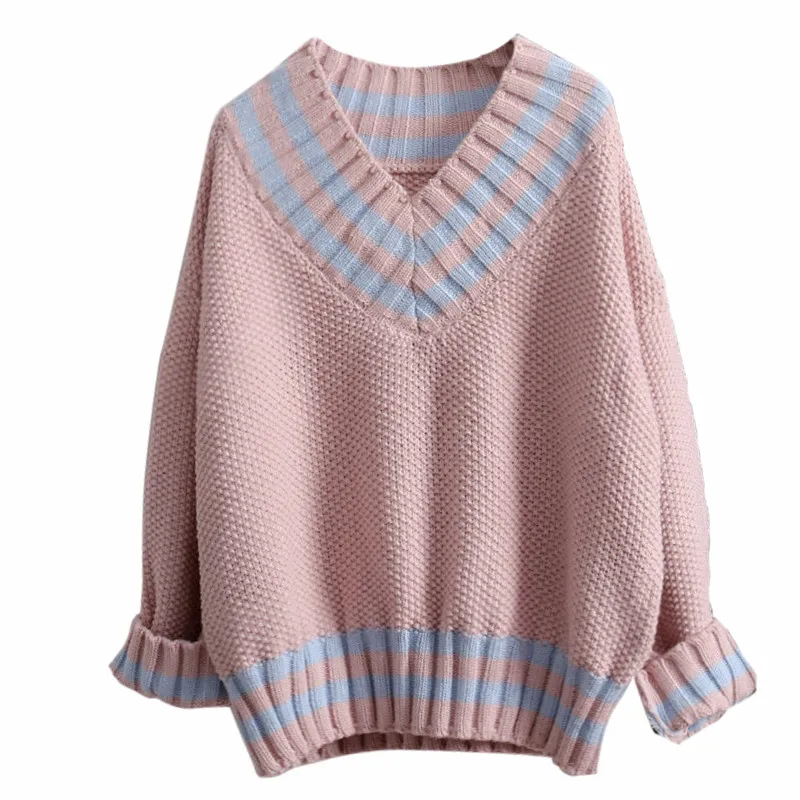 Женский свитер с треугольным вырезом свободный в Корейском стиле осенне-зимний