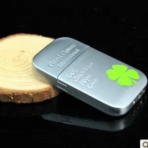 Lucky Clover Silver Metal Flint Gas Lighter for Smoking Refillable Butane Cigarette Lighters Novelty Gadget Flame | Дом и сад