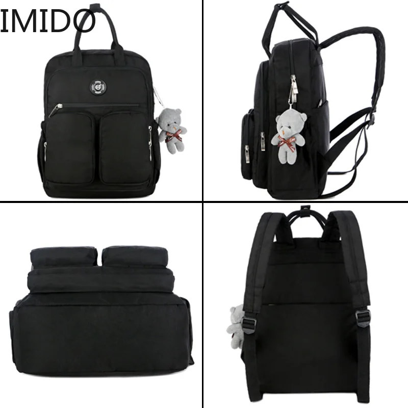 IMIDOFashion женский рюкзак водонепроницаемый нейлон мягкая ручка Одноцветный много