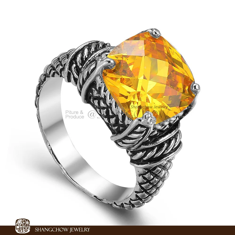 

New! Stunning Fashion Jewelry Yellow Quartz 925 Sterling Silver Ring R0016