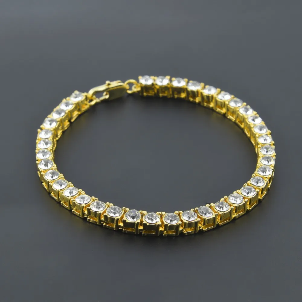 Bling Iced Out 1 ряд браслеты со стразами в стиле хип хоп ювелирные изделия с