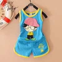 4m 9m baby boy clothes suit cotton summer child cartoon kids clothing set vest girls
