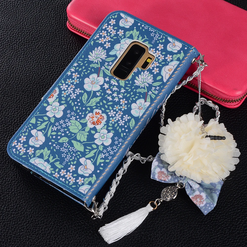 Кожаный чехол Sunjolly Chain Jasmin для Samsung Galaxy S9 S8 Plus S7 S6 Edge Note 9 8 5 4 с откидной