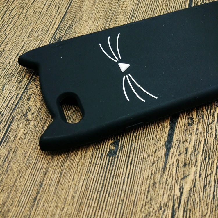 Чехол для iPhone 5 6 3D милый мультяшный черный чехол с бородой и кошачьими ушками 5S 6S 7