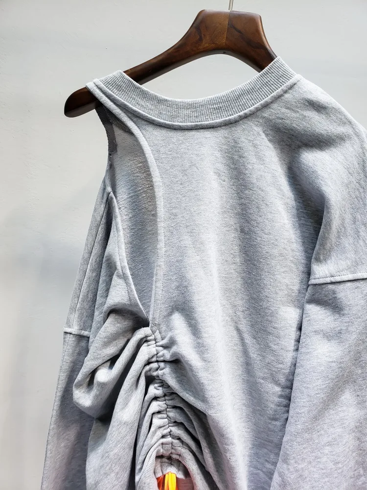 Getвесенняя Женская толстовка с длинным рукавом из хлопка вырезами на шнурке