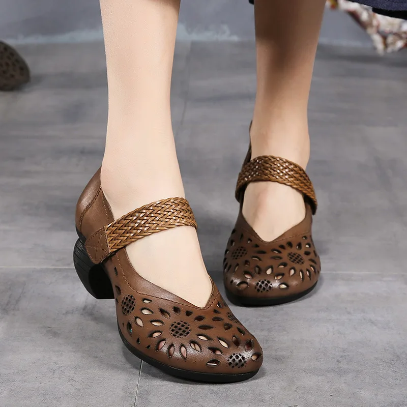 2018 Spring Autumn Shoes Woman 100% Genuine Leather Women Pumps Lady Round Toe Platform Shallow Mouth Size | Обувь