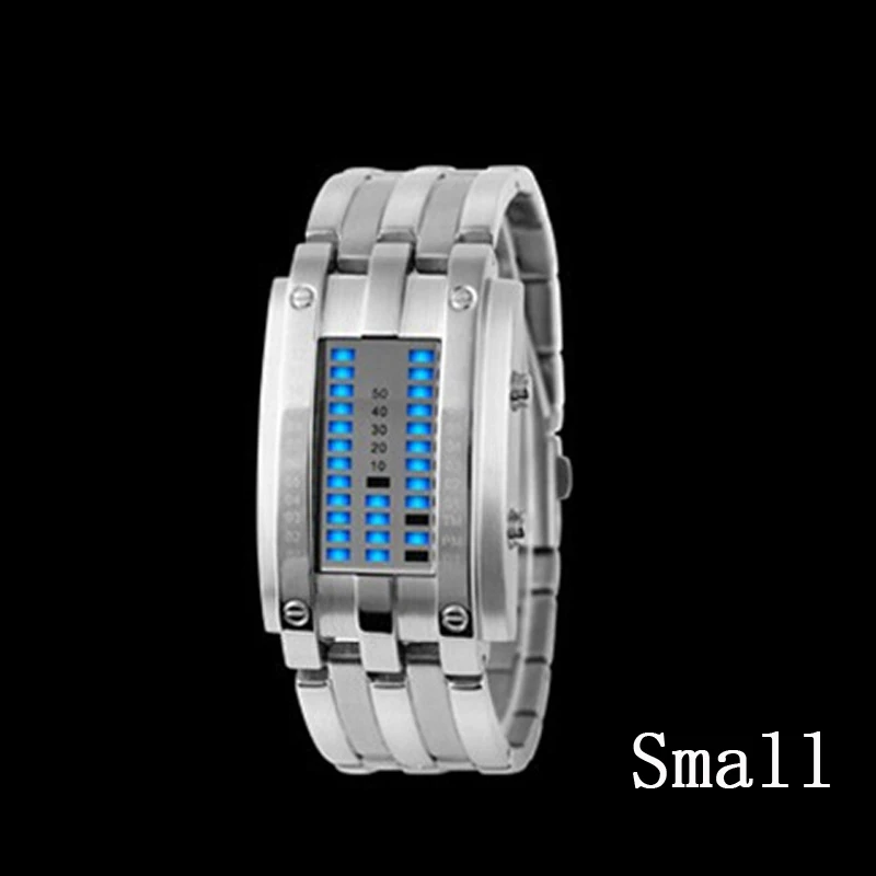 Silver small Модные креативные Роскошные наручные часы для влюбленных, мужские и женские, стальные, синие, бинарные, светящиеся, светодиодный, электронные, спортивные, умные часы - Цвет: Silver small