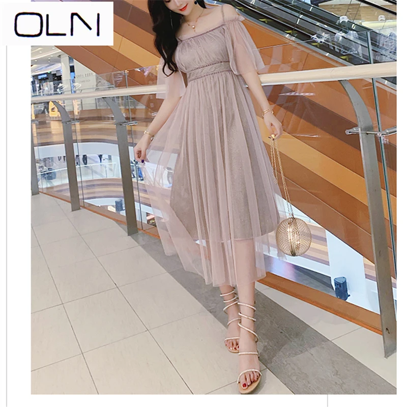 Vestidos платье OLN Корейская версия слинг на одно плечо новые летние темперамент