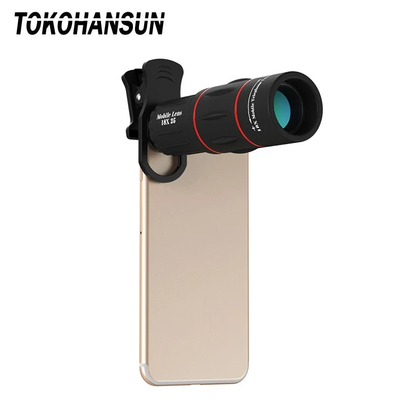 18X25 cep telefonu LensMonocula teleskop yakınlaştırma Xiaomi redmi note 7 mi 9 akıllı telefonlar için klip Telefon 18X cep telefonu kamera Lens