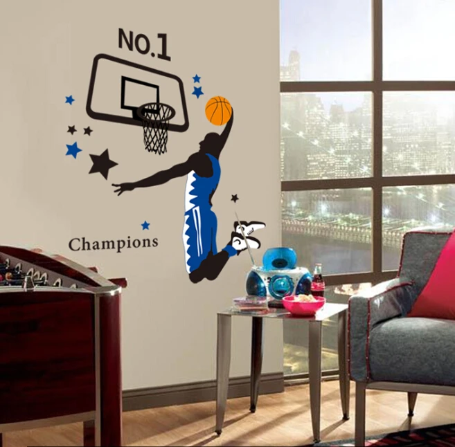 Баскетбол чемпионы Данк мастер Спорт Мальчики искусство наклейки на стену