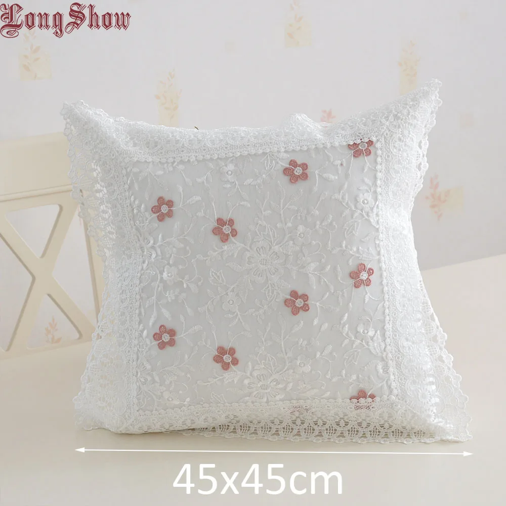 Embossing flowers 45x45 см квадратные декоративные для дома Белый Цвет Подушка Чехол Настоящее кружевное платье с вышивкой из плотной ткани - Цвет: Embossing flowers