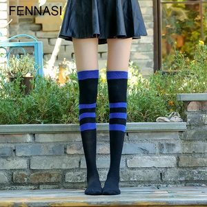FENNASI, женские толстые полосатые сексуальные чулки, милые длинные носки, школьные кавайные гольфы, женские хлопковые гольфы