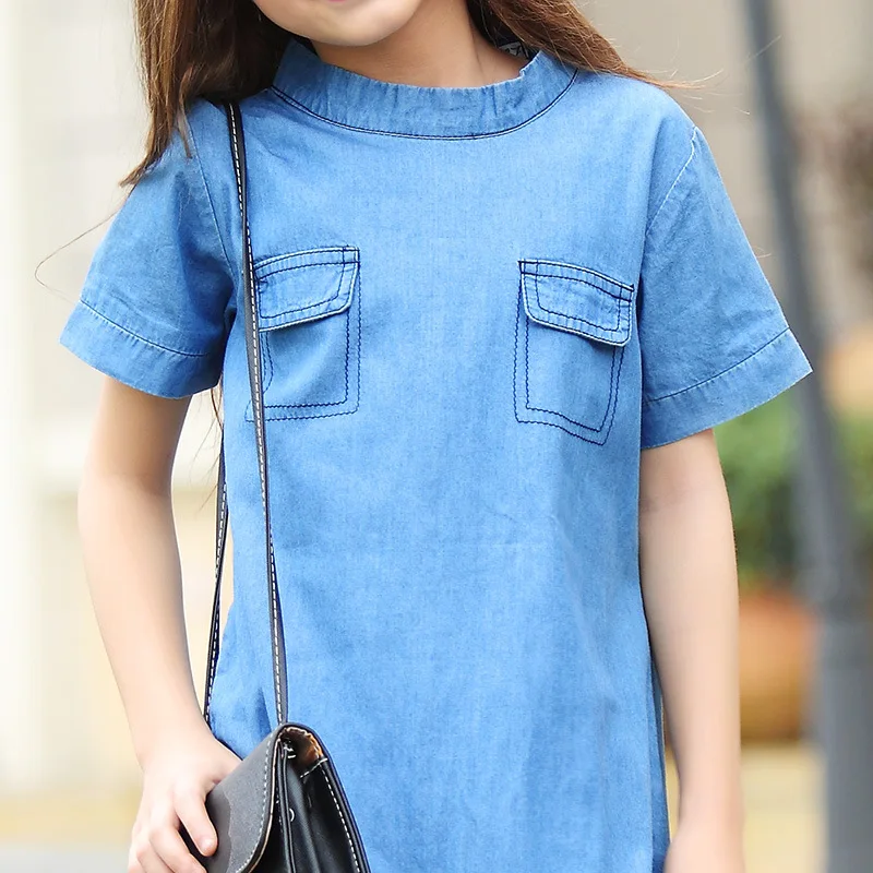 Летние платья для больших девочек коллекция 2019 года джинсовое платье подростков